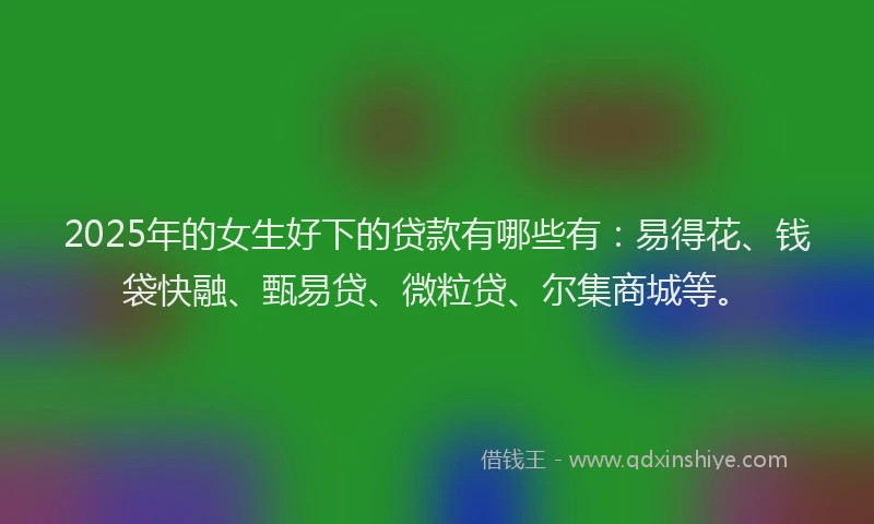 2025年的女生好下的贷款有哪些有：易得花、钱袋快融、甄易贷、微粒贷、尔集商城等。