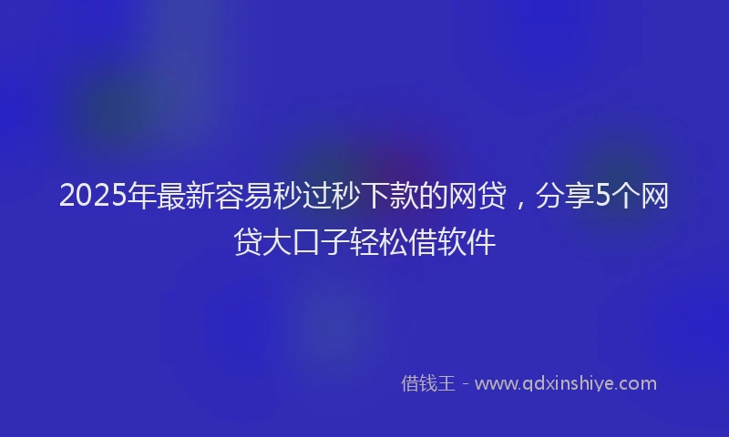 2025年最新容易秒过秒下款的网贷，分享5个网贷大口子轻松借软件