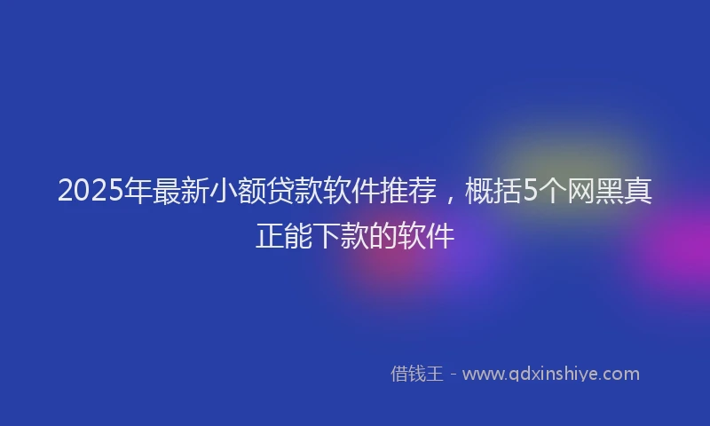 2025年最新小额贷款软件推荐，概括5个网黑真正能下款的软件