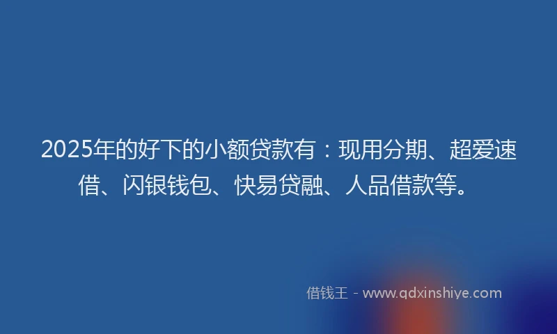 2025年的好下的小额贷款有：现用分期、超爱速借、闪银钱包、快易贷融、人品借款等。