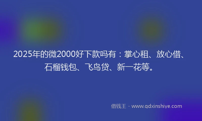 2025年的微2000好下款吗有：掌心租、放心借、石榴钱包、飞鸟贷、新一花等。