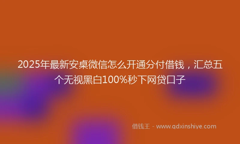 2025年最新安桌微信怎么开通分付借钱，汇总五个无视黑白100%秒下网贷口子