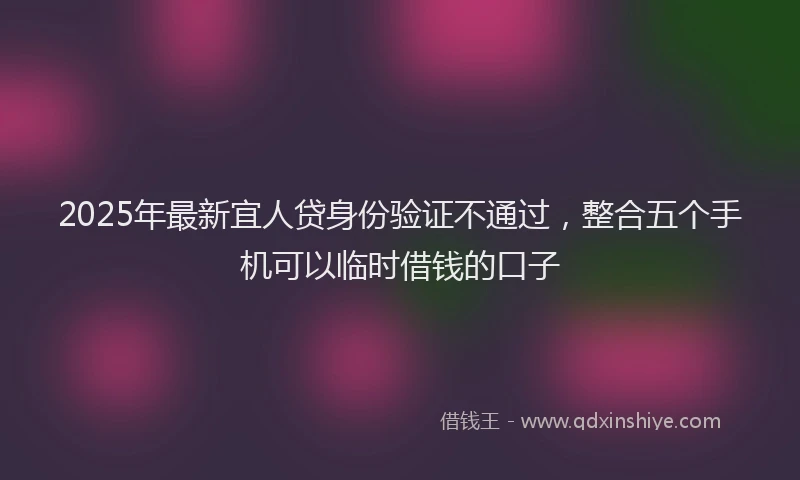 2025年最新宜人贷身份验证不通过，整合五个手机可以临时借钱的口子