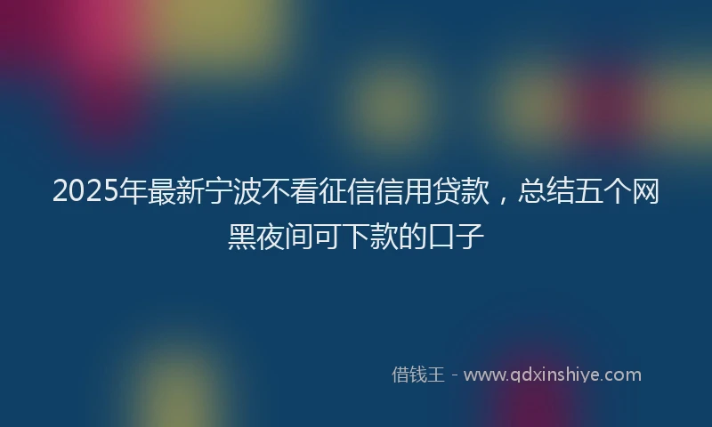 2025年最新宁波不看征信信用贷款，总结五个网黑夜间可下款的口子