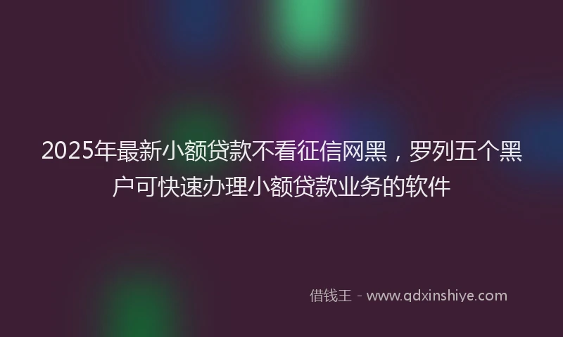 2025年最新小额贷款不看征信网黑，罗列五个黑户可快速办理小额贷款业务的软件