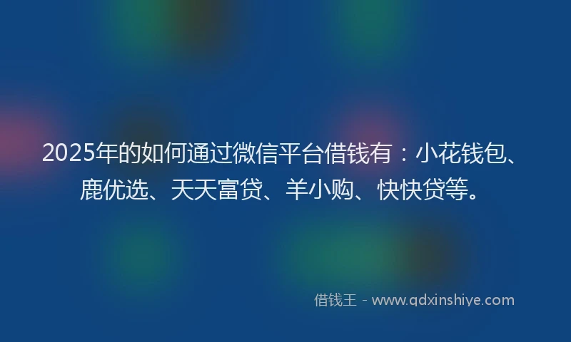 2025年的如何通过微信平台借钱有：小花钱包、鹿优选、天天富贷、羊小购、快快贷等。