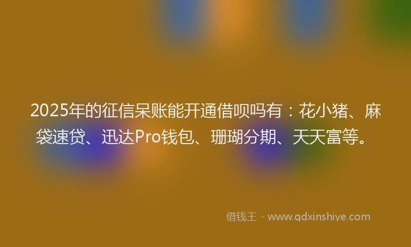 2025年的征信呆账能开通借呗吗有：花小猪、麻袋速贷、迅达Pro钱包、珊瑚分期、天天富等。