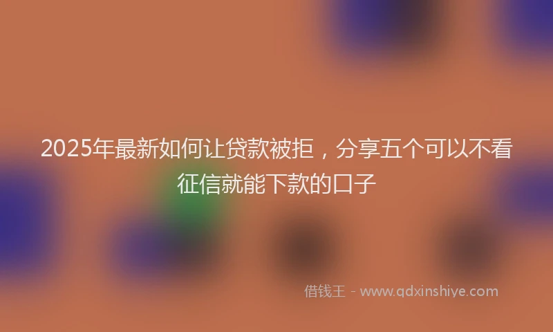 2025年最新如何让贷款被拒，分享五个可以不看征信就能下款的口子