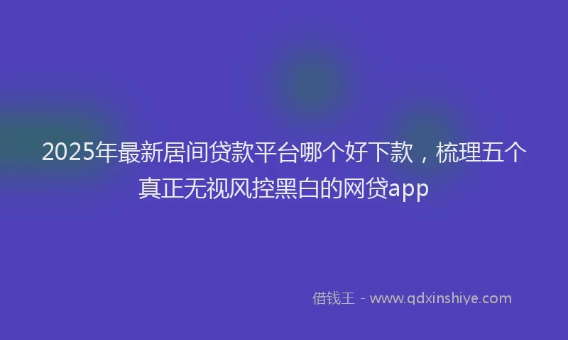 2025年最新居间贷款平台哪个好下款，梳理五个真正无视风控黑白的网贷app