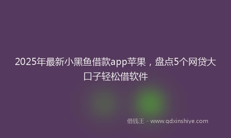 2025年最新小黑鱼借款app苹果，盘点5个网贷大口子轻松借软件