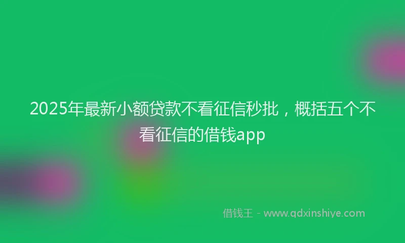 2025年最新小额贷款不看征信秒批，概括五个不看征信的借钱app