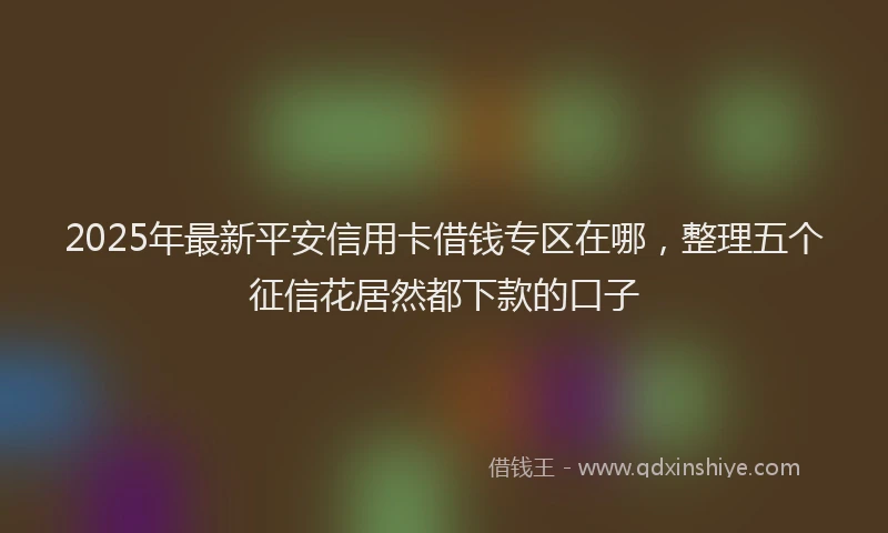 2025年最新平安信用卡借钱专区在哪，整理五个征信花居然都下款的口子