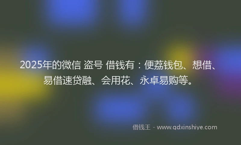2025年的微信 盗号 借钱有：便荔钱包、想借、易借速贷融、会用花、永卓易购等。