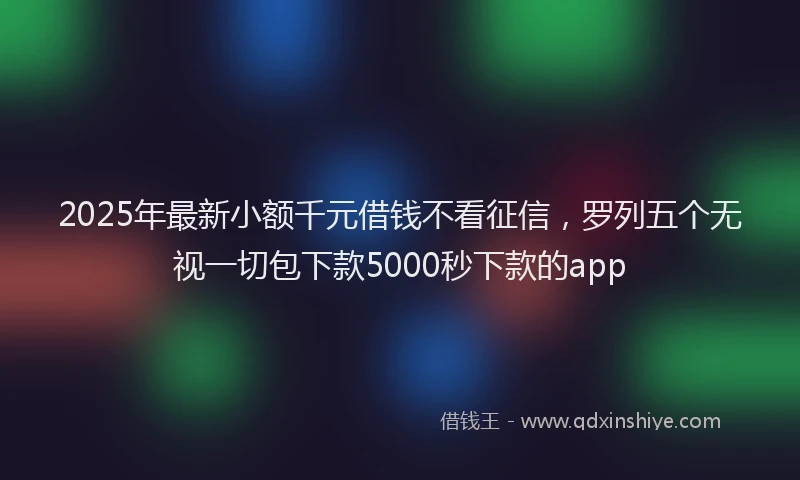 2025年最新小额千元借钱不看征信，罗列五个无视一切包下款5000秒下款的app