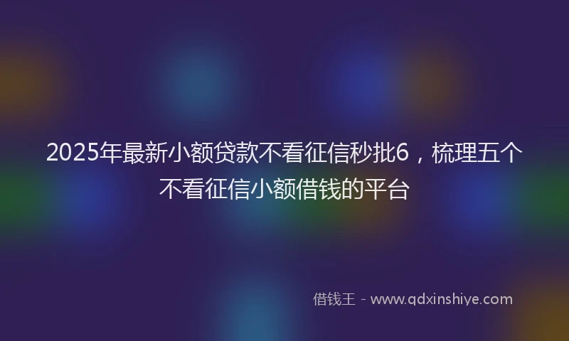 2025年最新小额贷款不看征信秒批6，梳理五个不看征信小额借钱的平台