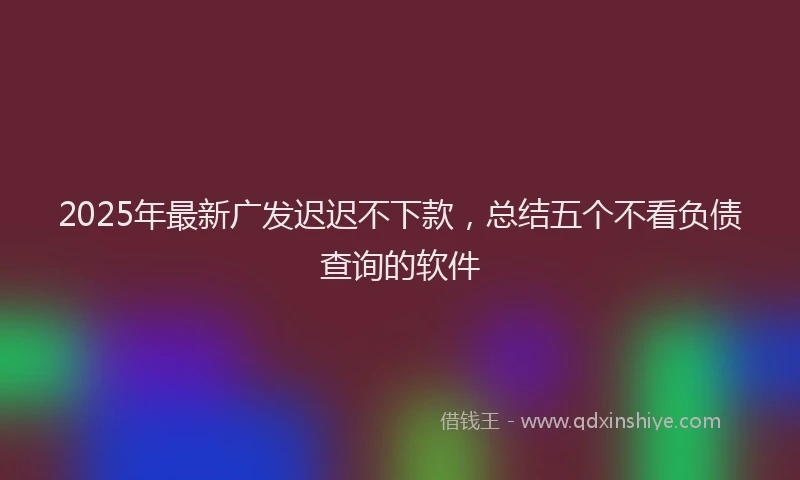 2025年最新广发迟迟不下款，总结五个不看负债查询的软件