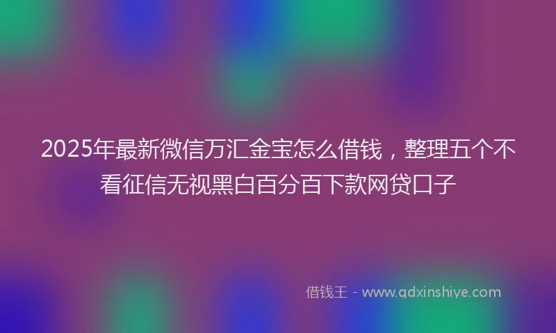 2025年最新微信万汇金宝怎么借钱，整理五个不看征信无视黑白百分百下款网贷口子
