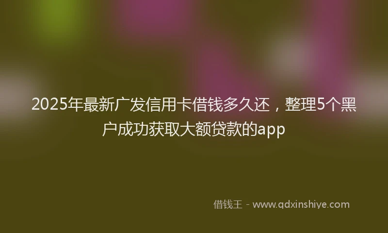 2025年最新广发信用卡借钱多久还，整理5个黑户成功获取大额贷款的app