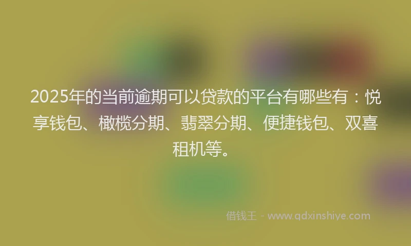 2025年的当前逾期可以贷款的平台有哪些有：悦享钱包、橄榄分期、翡翠分期、便捷钱包、双喜租机等。