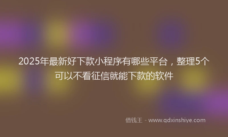 2025年最新好下款小程序有哪些平台，整理5个可以不看征信就能下款的软件