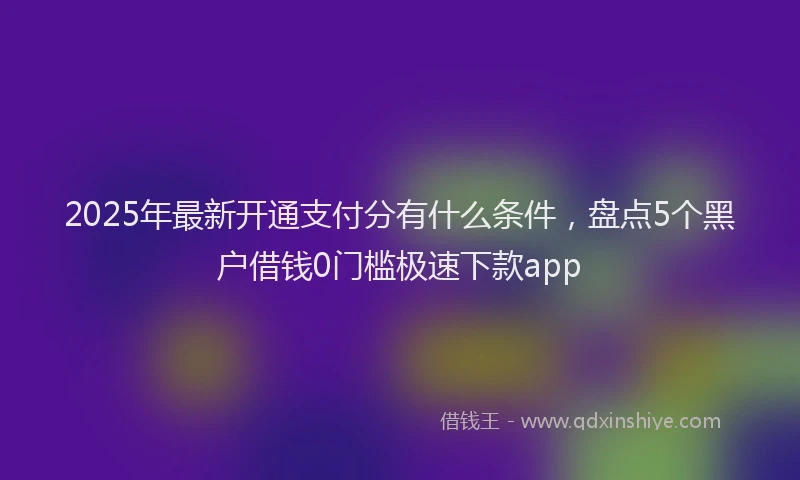 2025年最新开通支付分有什么条件，盘点5个黑户借钱0门槛极速下款app