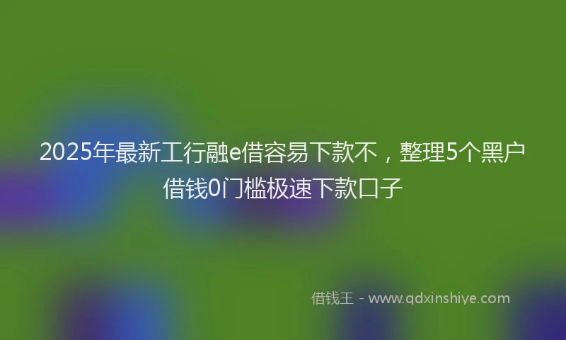 2025年最新工行融e借容易下款不，整理5个黑户借钱0门槛极速下款口子