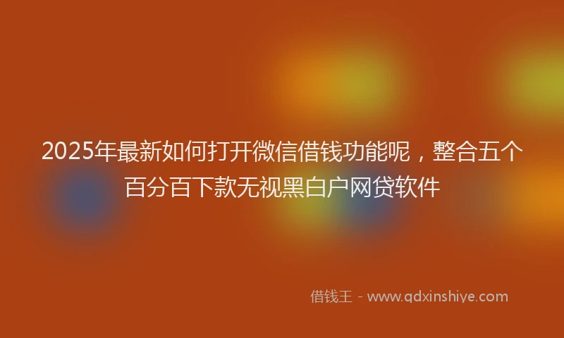 2025年最新如何打开微信借钱功能呢，整合五个百分百下款无视黑白户网贷软件