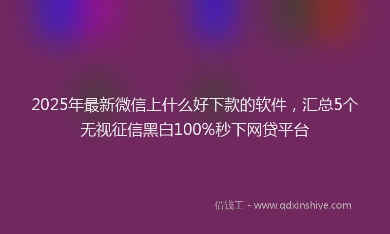 2025年最新微信上什么好下款的软件，汇总5个无视征信黑白100%秒下网贷平台