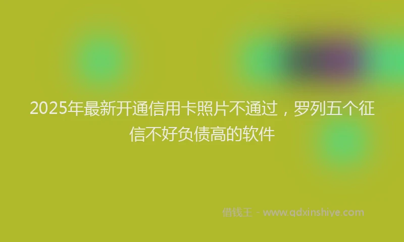 2025年最新开通信用卡照片不通过，罗列五个征信不好负债高的软件