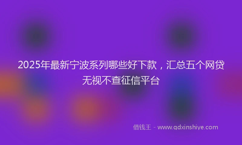 2025年最新宁波系列哪些好下款，汇总五个网贷无视不查征信平台