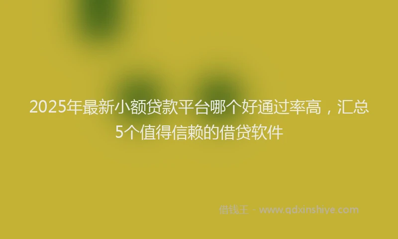 2025年最新小额贷款平台哪个好通过率高，汇总5个值得信赖的借贷软件