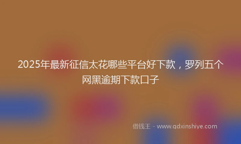 2025年最新征信太花哪些平台好下款，罗列五个网黑逾期下款口子