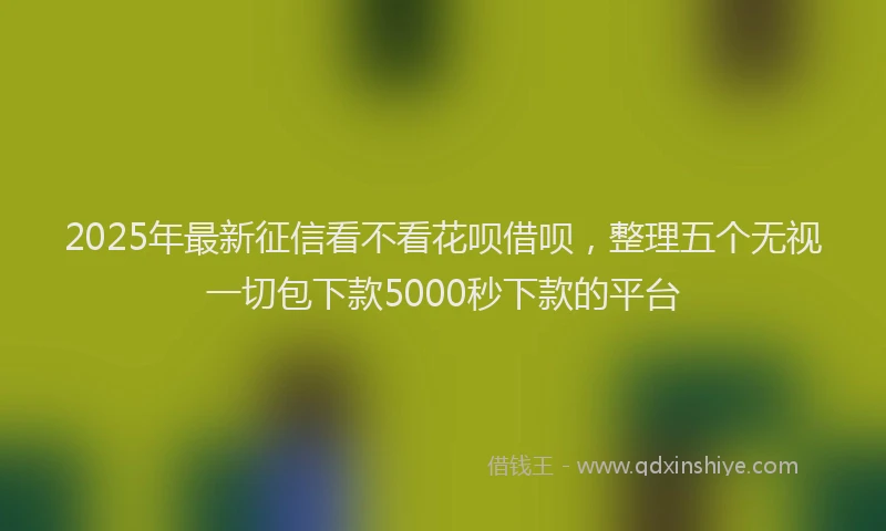 2025年最新征信看不看花呗借呗，整理五个无视一切包下款5000秒下款的平台