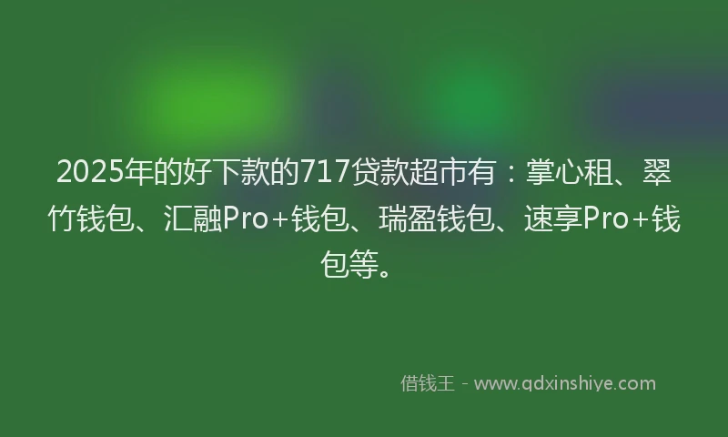 2025年的好下款的717贷款超市有：掌心租、翠竹钱包、汇融Pro+钱包、瑞盈钱包、速享Pro+钱包等。