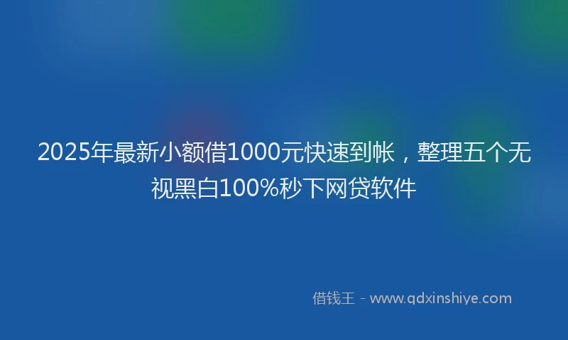 2025年最新小额借1000元快速到帐，整理五个无视黑白100%秒下网贷软件