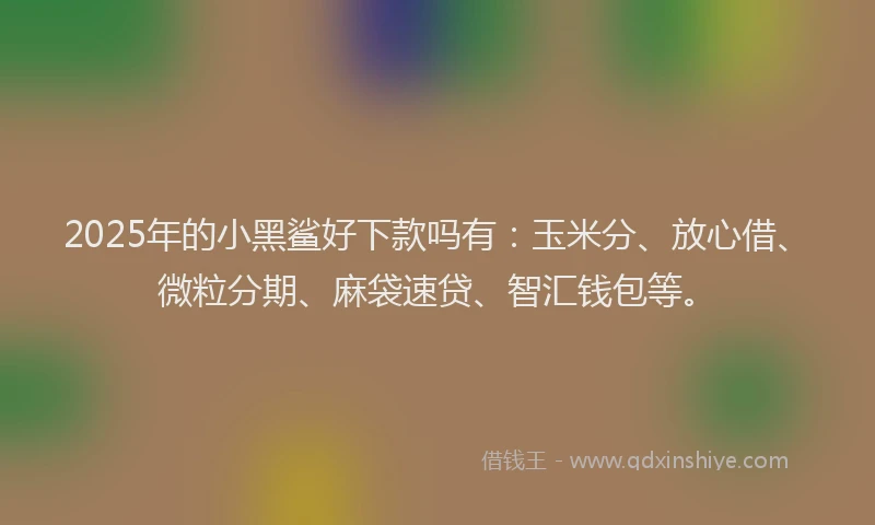 2025年的小黑鲨好下款吗有：玉米分、放心借、微粒分期、麻袋速贷、智汇钱包等。
