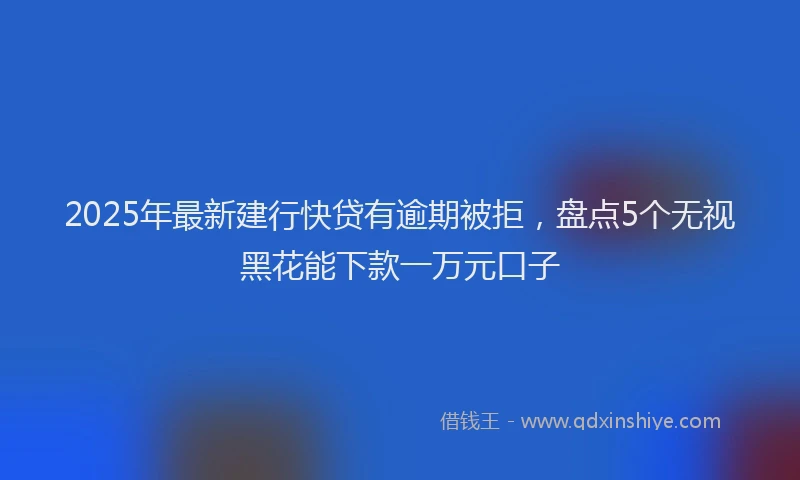 2025年最新建行快贷有逾期被拒，盘点5个无视黑花能下款一万元口子