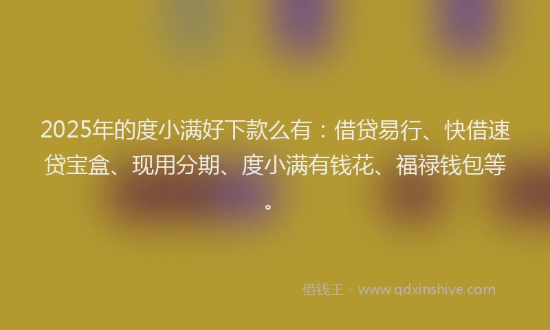 2025年的度小满好下款么有：借贷易行、快借速贷宝盒、现用分期、度小满有钱花、福禄钱包等。