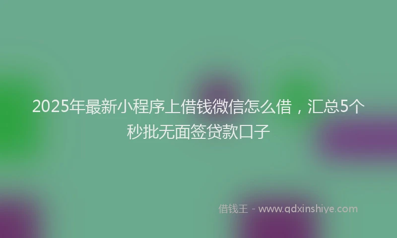 2025年最新小程序上借钱微信怎么借，汇总5个秒批无面签贷款口子