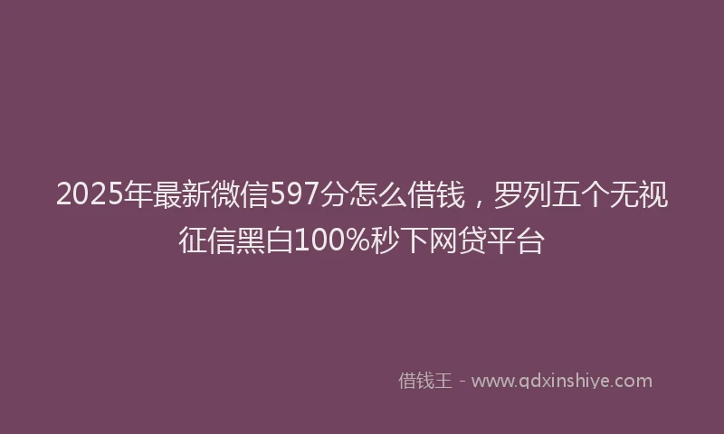 2025年最新微信597分怎么借钱，罗列五个无视征信黑白100%秒下网贷平台