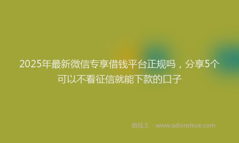 2025年最新微信专享借钱平台正规吗，分享5个可以不看征信就能下款的口子
