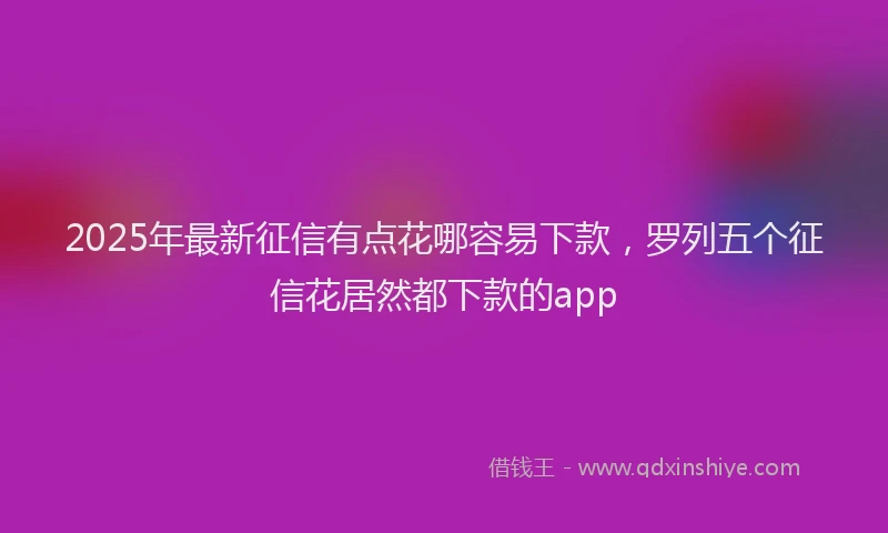 2025年最新征信有点花哪容易下款，罗列五个征信花居然都下款的app