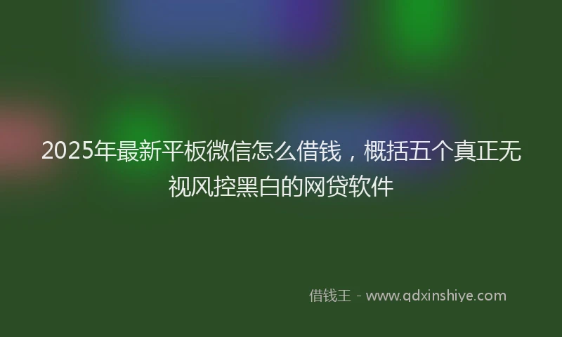 2025年最新平板微信怎么借钱，概括五个真正无视风控黑白的网贷软件