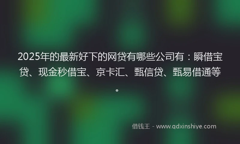 2025年的最新好下的网贷有哪些公司有：瞬借宝贷、现金秒借宝、京卡汇、甄信贷、甄易借通等。