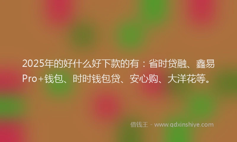 2025年的好什么好下款的有：省时贷融、鑫易Pro+钱包、时时钱包贷、安心购、大洋花等。
