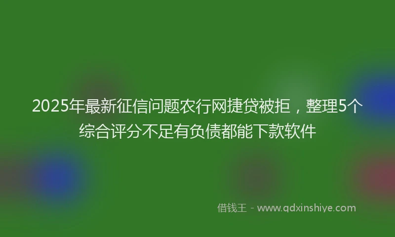 2025年最新征信问题农行网捷贷被拒，整理5个综合评分不足有负债都能下款软件