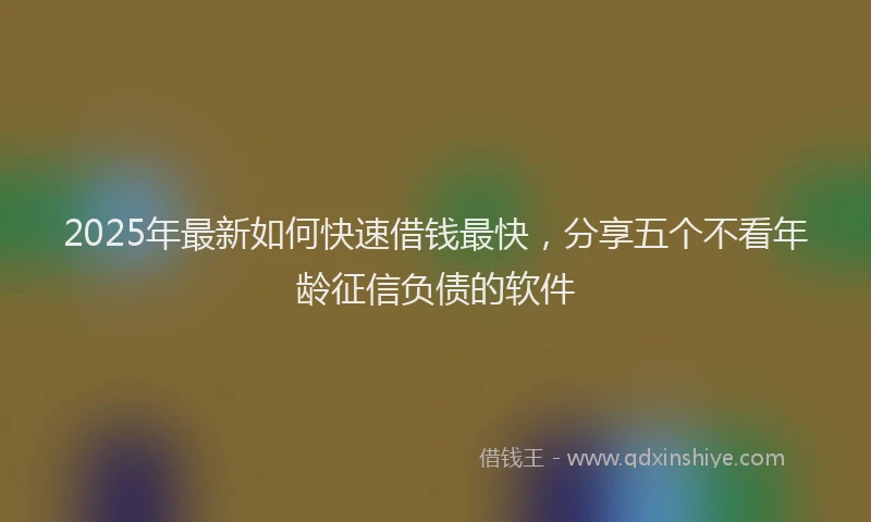 2025年最新如何快速借钱最快，分享五个不看年龄征信负债的软件