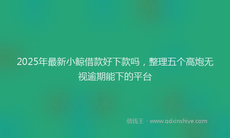 2025年最新小鲸借款好下款吗，整理五个高炮无视逾期能下的平台