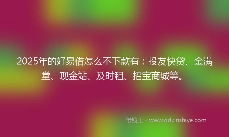 2025年的好易借怎么不下款有：投友快贷、金满堂、现金站、及时租、招宝商城等。