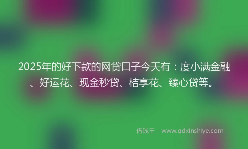 2025年的好下款的网贷口子今天有：度小满金融、好运花、现金秒贷、桔享花、臻心贷等。